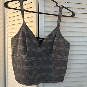 Express Monochrome Plaid Crop Top